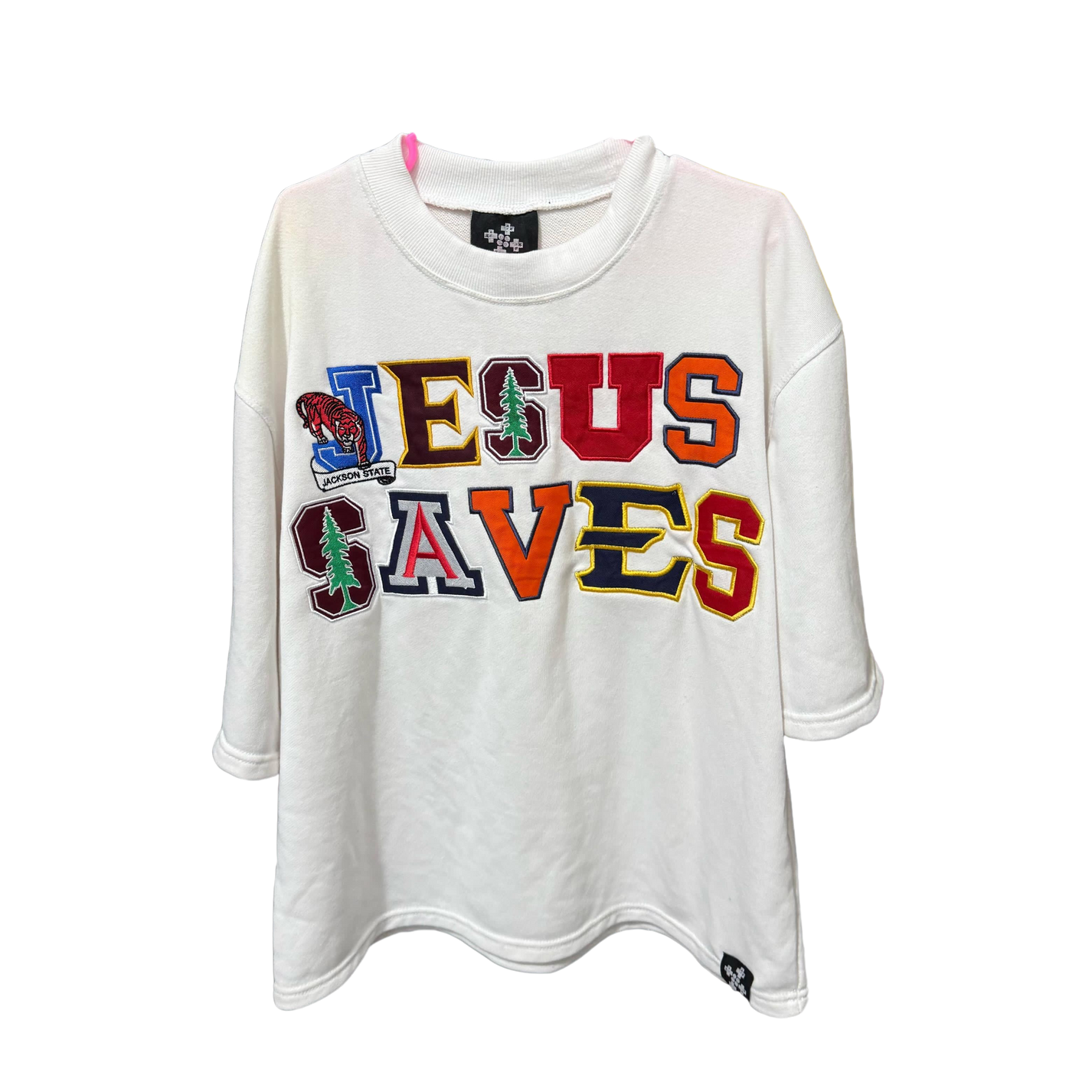 'JESUS SAVES' COLLEGE LOGO TEE