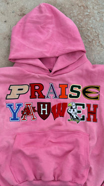 &#39;PRAISE YAHWEH&#39; COLLEGE LOGO HOODIE