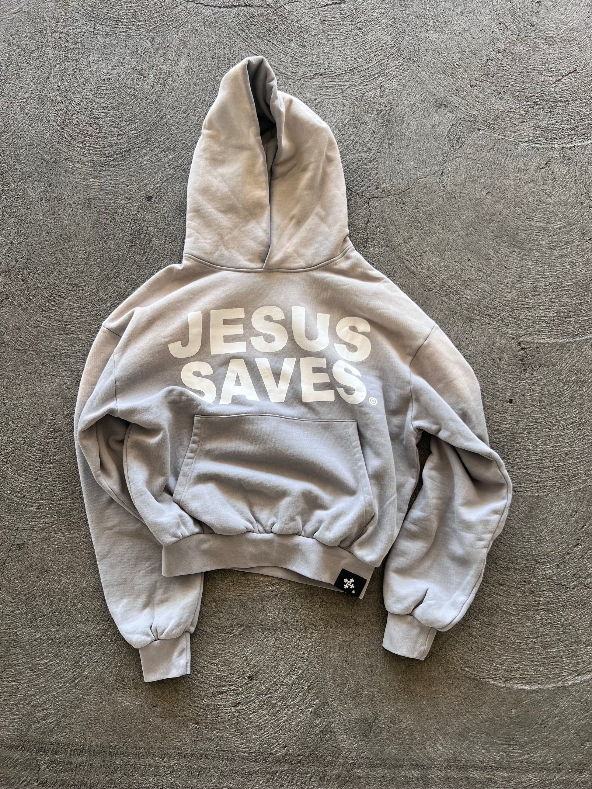 &#39;JESUS SAVES’ WEIGHTED HOODIE