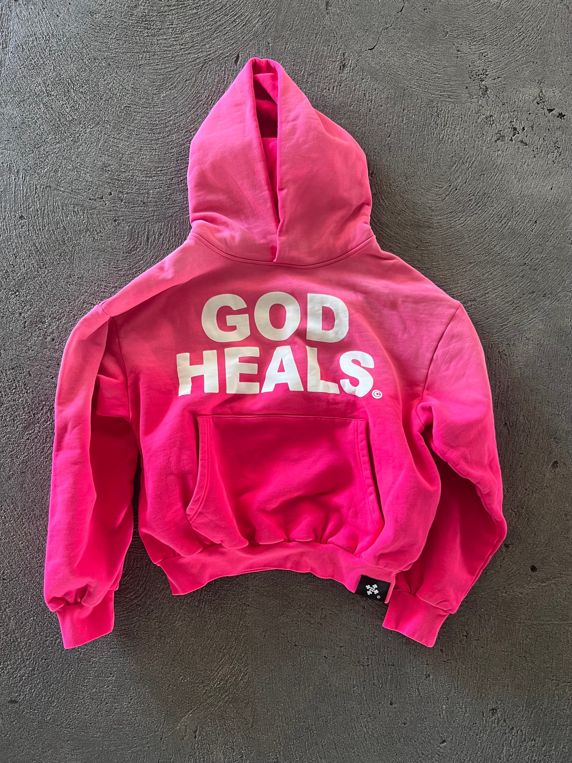 &#39;GOD HEALS&#39; WEIGHTED HOODIE