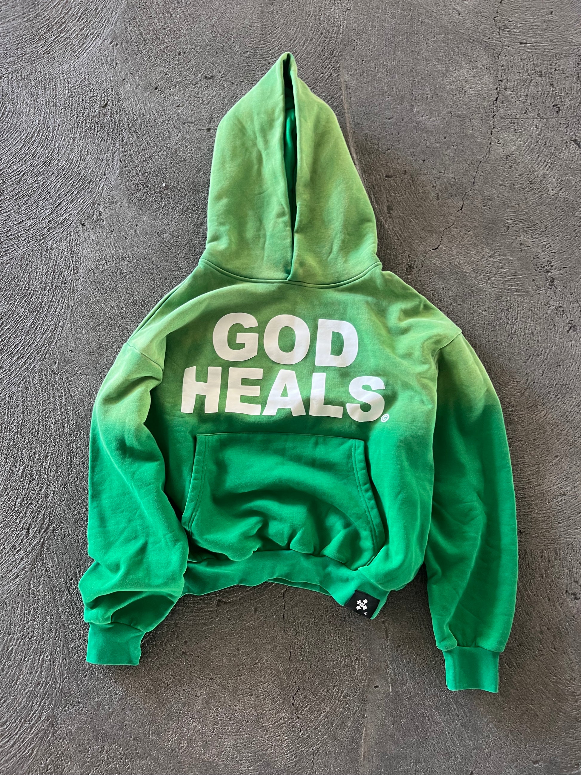 &#39;GOD HEALS&#39; WEIGHTED HOODIE