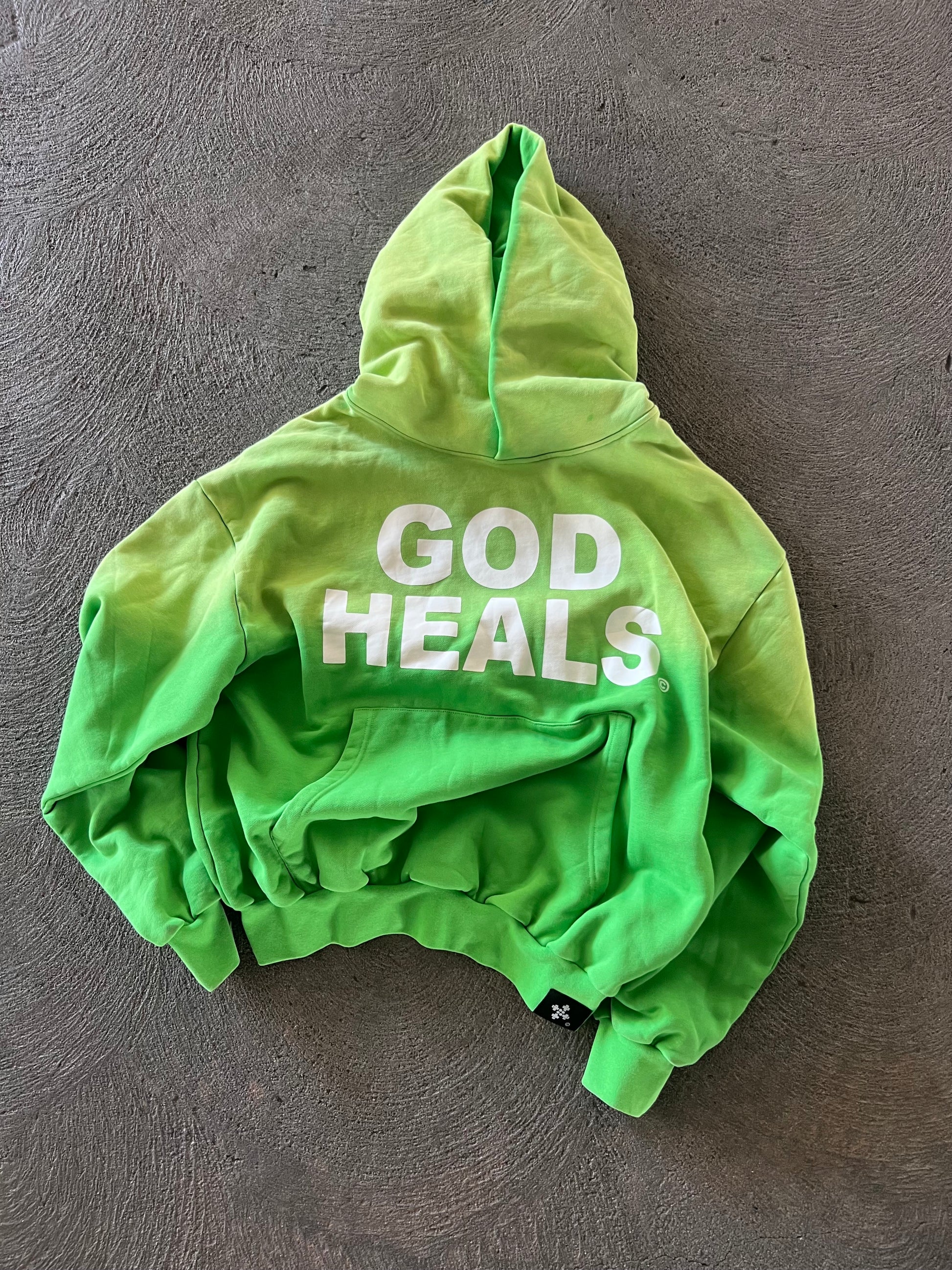 &#39;GOD HEALS&#39; WEIGHTED HOODIE
