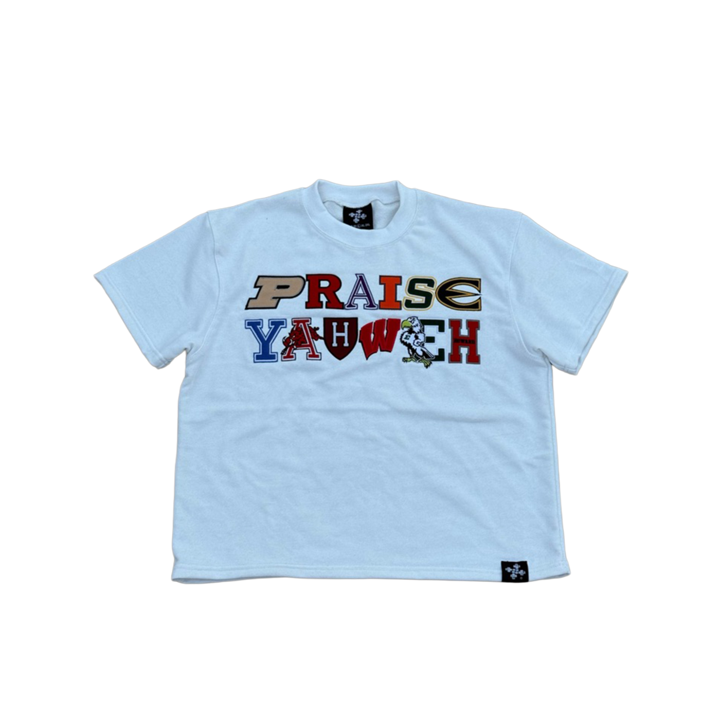 &#39;PRAISE YAHWEH&#39; COLLEGE LOGO TEE