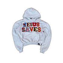 &#39;JESUS SAVES&#39; COLLEGE LOGO HOODIE